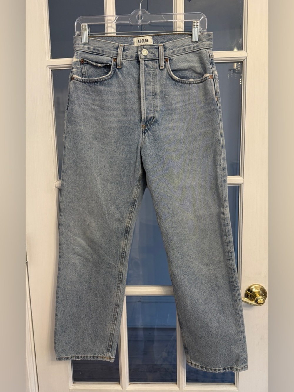 AGOLDE Women's Light Wash 90's Mid Rise Straight Crop Jeans Size 25
